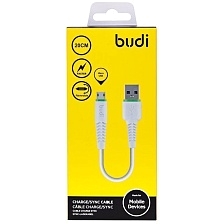 USB кабель BUDI для micro USB модель M8J150M20-WHT, быстрая зарядка, USB 2.0 длина 20 cм, цвет белый USB кабель BUDI для micro USB модель M8J150M20-WHT, быстрая зарядка, USB 2.0 длина 20 cм, цвет белый