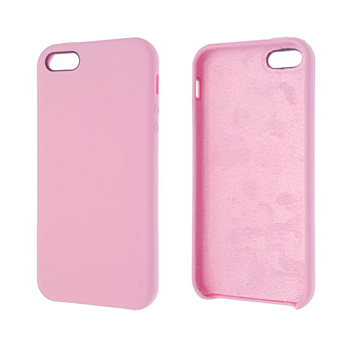 Чехол накладка Silicon Case для APPLE iPhone 5, 5S, SE, силикон, бархат, цвет светло розовый Чехол накладка Silicon Case для APPLE iPhone 5, 5S, SE, силикон, бархат, цвет светло розовый