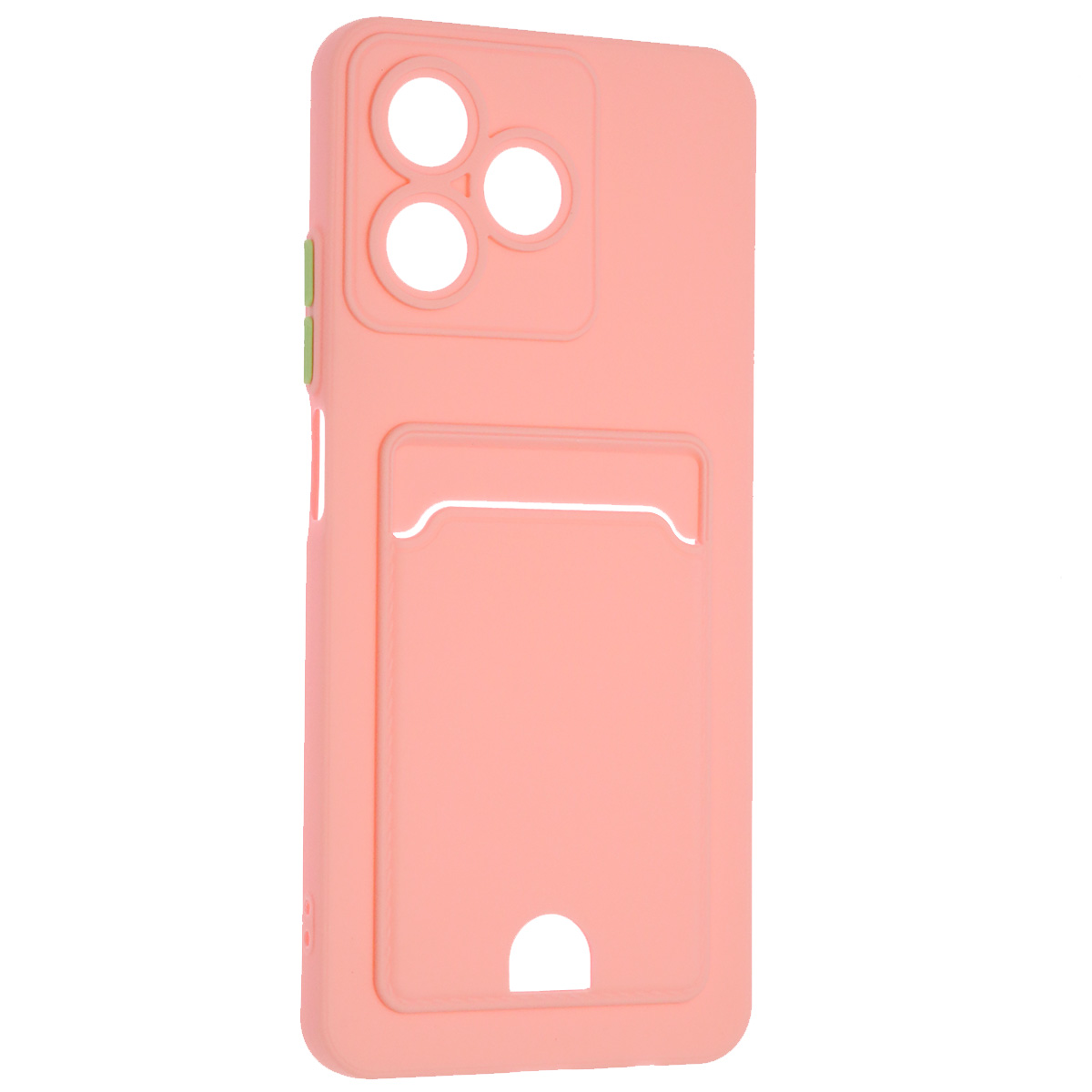 Чехол накладка BUTTON для Realme C51, Realme C53, Realme Note 50, защита камеры, силикон, отдел для карт, цвет розовый Чехол накладка BUTTON для Realme C51, Realme C53, Realme Note 50, защита камеры, силикон, отдел для карт, цвет розовый