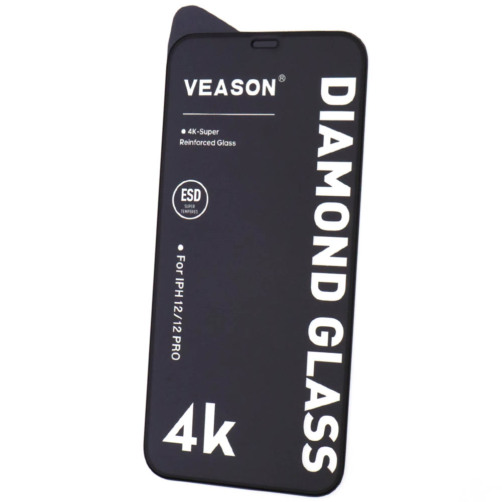 Защитное стекло VEASON DIAMOND GLASS для APPLE iPhone 12 (6.1"), iPhone 12 Pro (6.1"), цвет окантовки черный