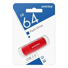 Флешка USB 2.0 64GB SMARTBUY Scout, цвет красный Флешка USB 2.0 64GB SMARTBUY Scout, цвет красный