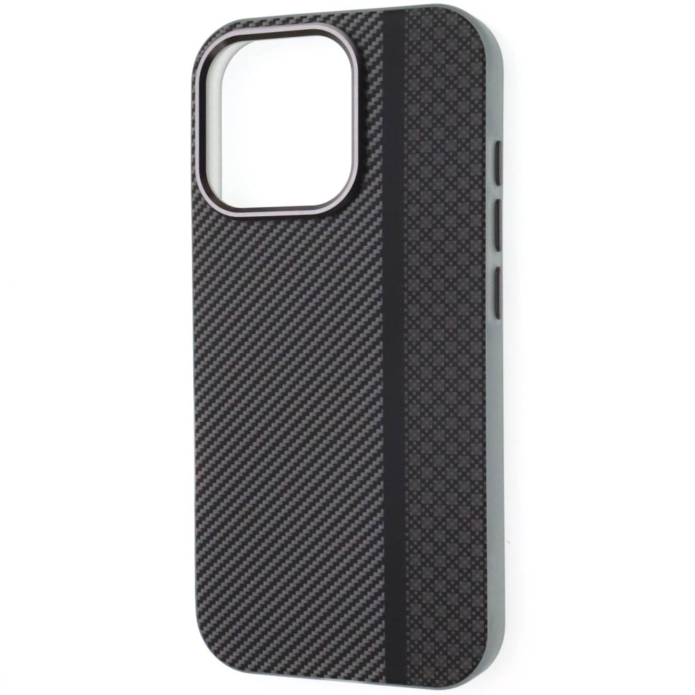 Чехол накладка Mikwer с поддержкой MagSafe для APPLE iPhone 16 Pro, пластик, карбоновый узор 3, цвет серый