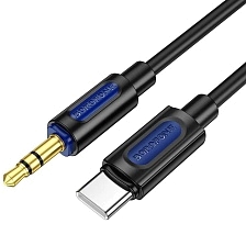 Аудио кабель, переходник BOROFONE BL20 True AUX (Jack 3.5 мм) на USB Type C, длина 1 метр, цвет черный