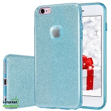 Чехол накладка Shine для APPLE iPhone 6, 6G, 6S, силикон, блестки, цвет голубой