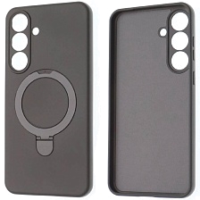 Чехол накладка Revole Mix для SAMSUNG Galaxy S25 FE, силикон, бархат, кольцо держатель, цвет космически серый