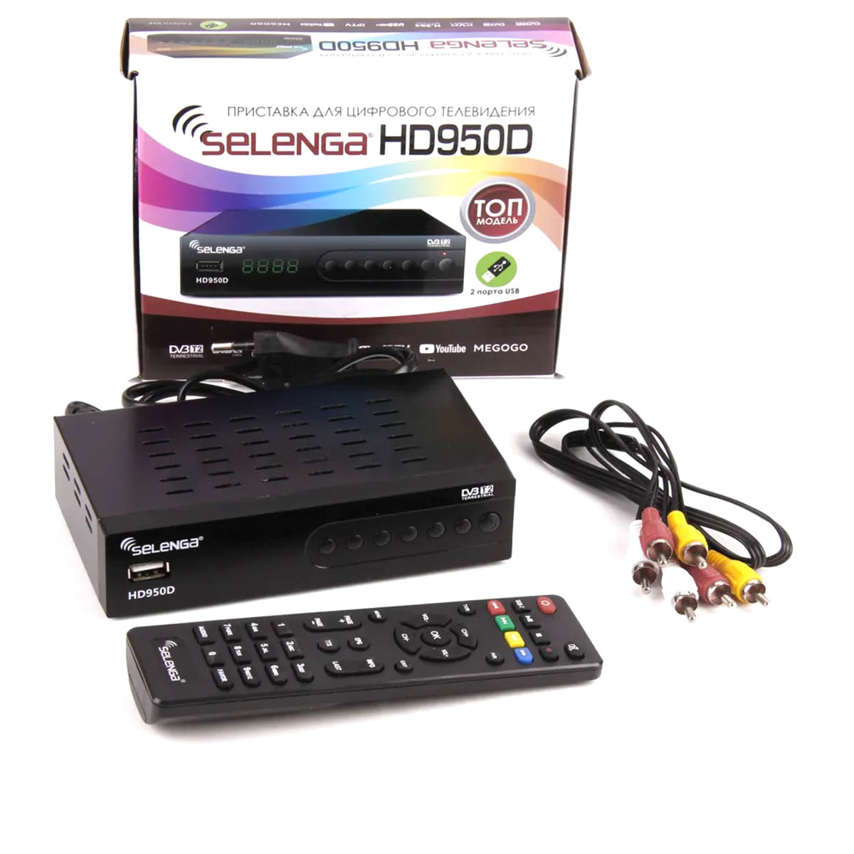 Цифровой эфирный приёмник, ТВ приставка SELENGA HD950D, DVB-T2, DVB-С, цвет черный (распродажа -50%)