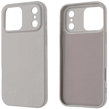 Чехол накладка Silicone Case для APPLE iPhone 17 Pro Max, силикон, бархат, цвет светло серый