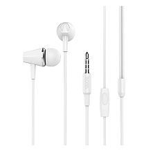 Гарнитура (наушники с микрофоном) проводная, HOCO M34 Honor music, цвет белый