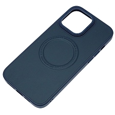 Чехол накладка Creative Stylish с поддержкой MagSafe для APPLE iPhone 14 Pro Max, защита камеры, экокожа, бархат, цвет темно синий