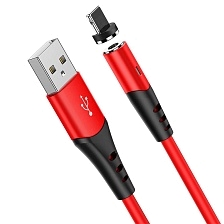 Магнитный зарядный кабель HOCO X60 Honorific, Lightning 8 pin, 2 A, длина 1 метр, цвет красный | Все по 150