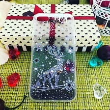 Чехол накладка для APPLE iPhone 7, 8, силикон, стразы, рисунок Новый год Олень.