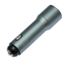 Удлиненное АЗУ (Автомобильное зарядное устройство) YY-CT-3A, 2.4A, 2 USB, цвет серебристый