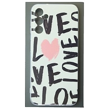 Чехол накладка для SAMSUNG Galaxy A14, защита камеры, силикон, глянцевый, рисунок LOVE