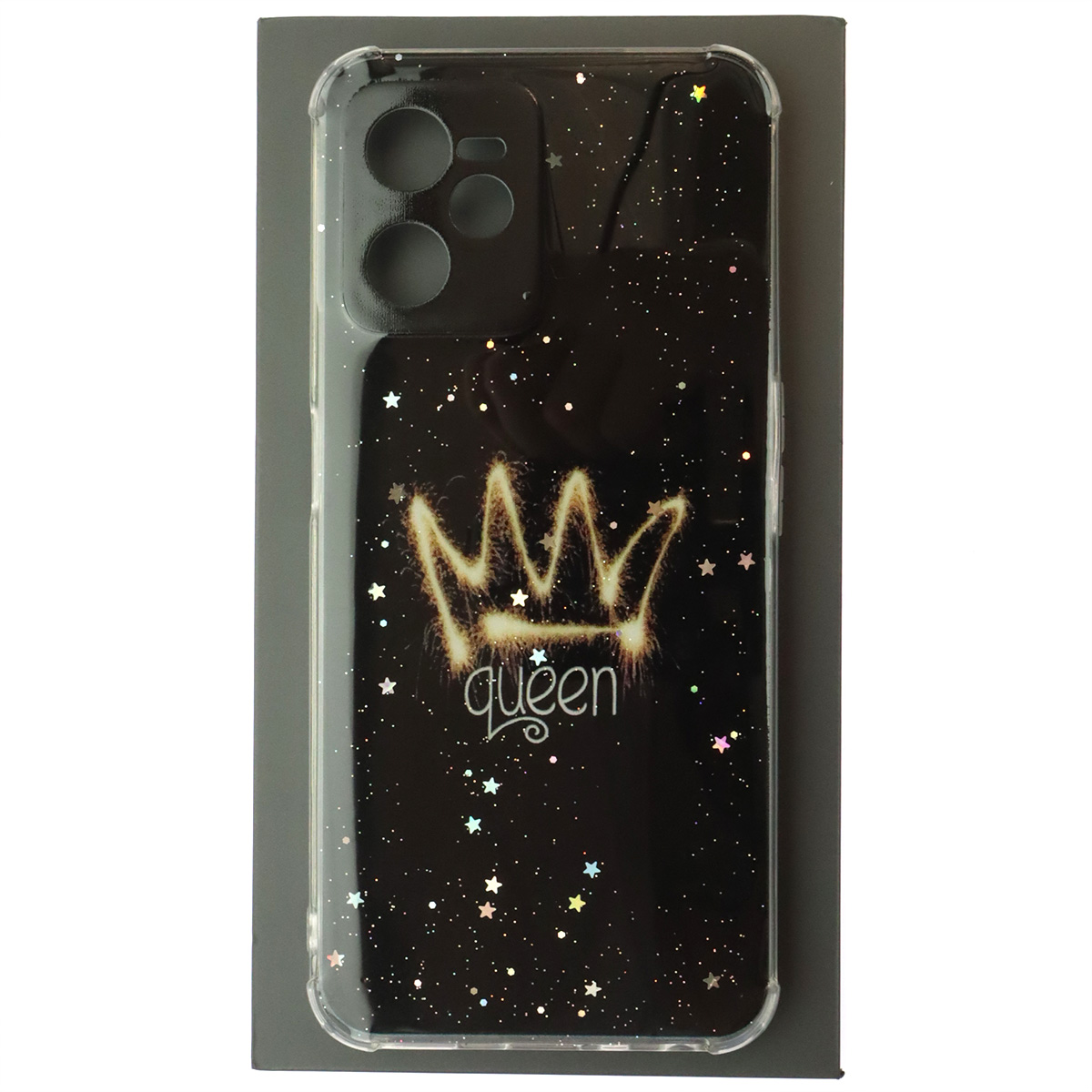 Чехол накладка для Realme C35, силикон, глянцевый, блестки, рисунок Queen