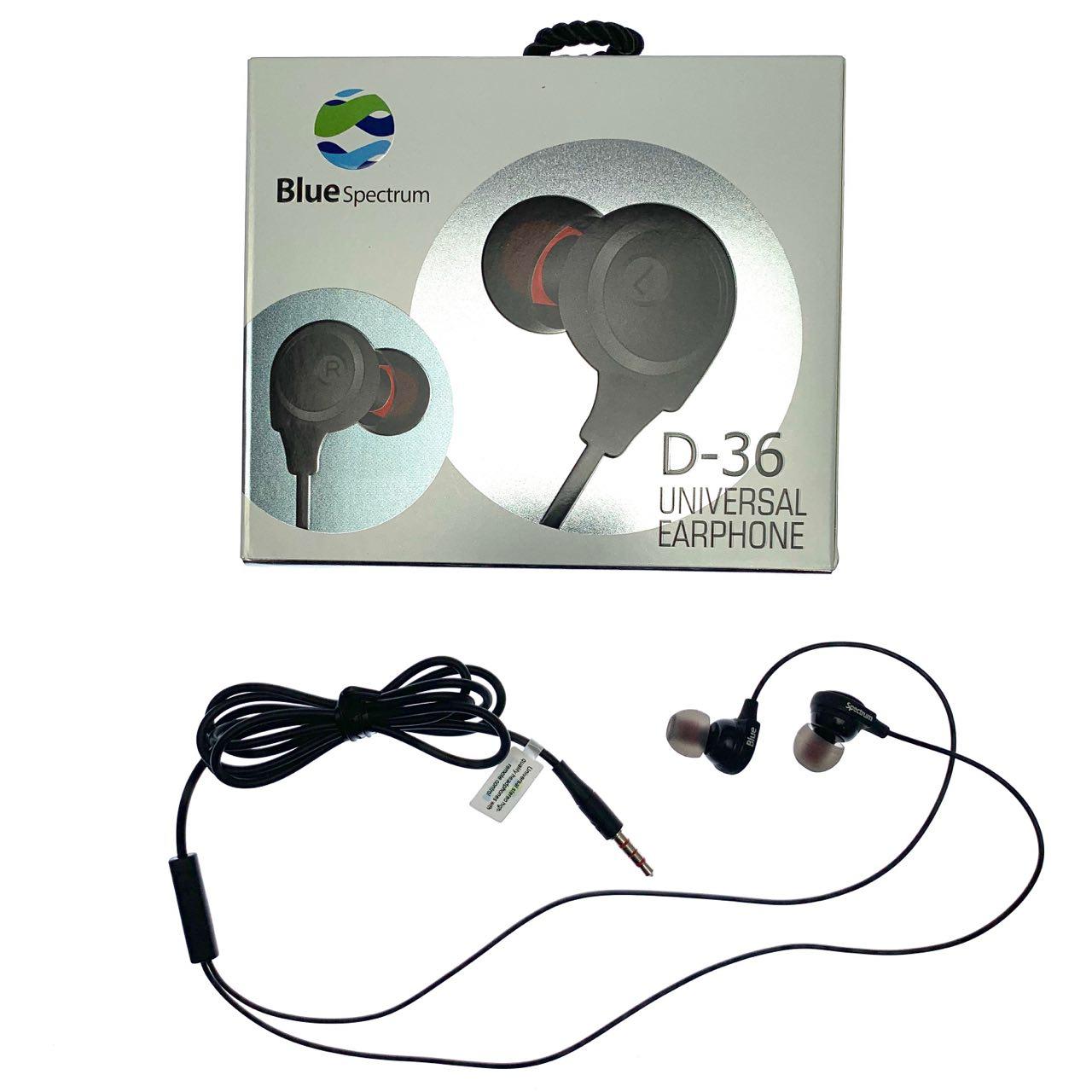 Гарнитура (наушники с микрофоном) проводная, BlueSpectrum D-36, вакуумные, цвет черный