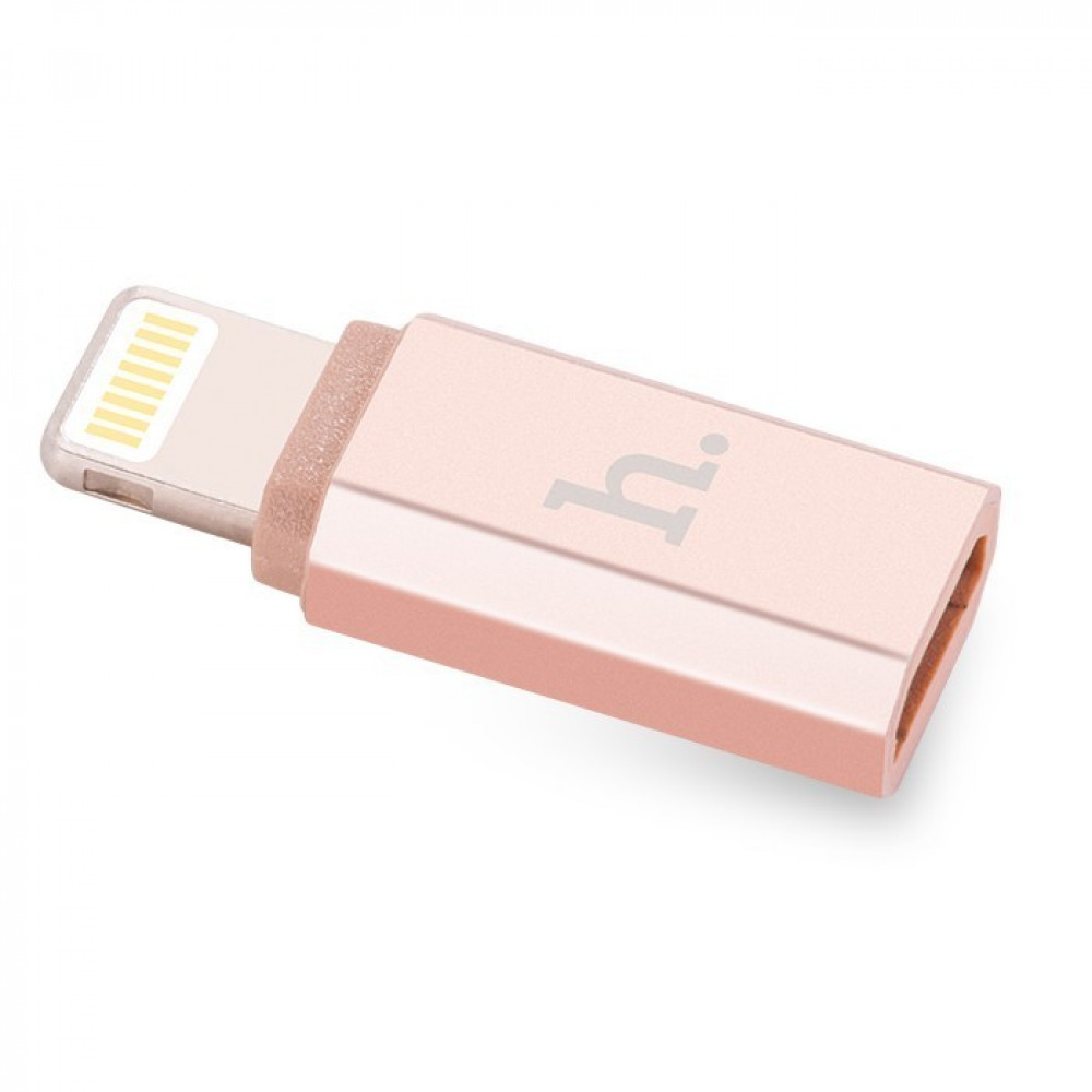 Переходник адаптер HOCO micro USB на APPLE Lightning 8-pin Adapter, цвет розовое золото. Переходник адаптер HOCO micro USB на APPLE Lightning 8-pin Adapter, цвет розовое золото.