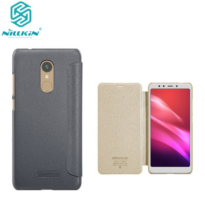 Чехол книжка для XIAOMI REDMI 5, экокожа, цвет золотистый.