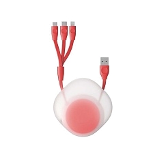 Кабель рулетка Baseus Let`s go 3 in 1 USB на Micro USB, USB Type C, APPLE Lightning 8 pin, 2А, длина 0.85 метра, цвет красный Кабель рулетка Baseus Let`s go 3 in 1 USB на Micro USB, USB Type C, APPLE Lightning 8 pin, 2А, длина 0.85 метра, цвет красный