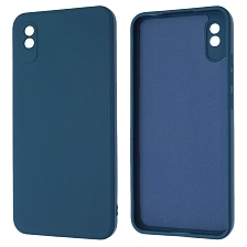Чехол накладка для XIAOMI Redmi 9A, силикон, бархат, цвет темно синий Чехол накладка для XIAOMI Redmi 9A, силикон, бархат, цвет темно синий