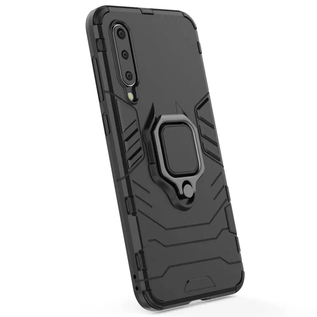 Чехол накладка для XIAOMI MI 9 SE, силикон, с кольцом держателем, цвет черный Чехол накладка для XIAOMI MI 9 SE, силикон, с кольцом держателем, цвет черный