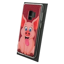 Чехол накладка для SAMSUNG Galaxy S9 (SM-G960), силикон, глянцевый, блестки, рисунок Розовый поросенок Чехол накладка для SAMSUNG Galaxy S9 (SM-G960), силикон, глянцевый, блестки, рисунок Розовый поросенок