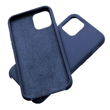 Чехол накладка Silicon Case для APPLE iPhone 11 Pro, силикон, бархат, цвет темно синий.