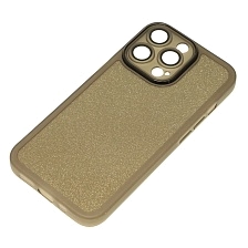 Чехол накладка Shine для APPLE iPhone 13 Pro, силикон, блестки, защита камеры, цвет черно золотистый Чехол накладка Shine для APPLE iPhone 13 Pro, силикон, блестки, защита камеры, цвет черно золотистый