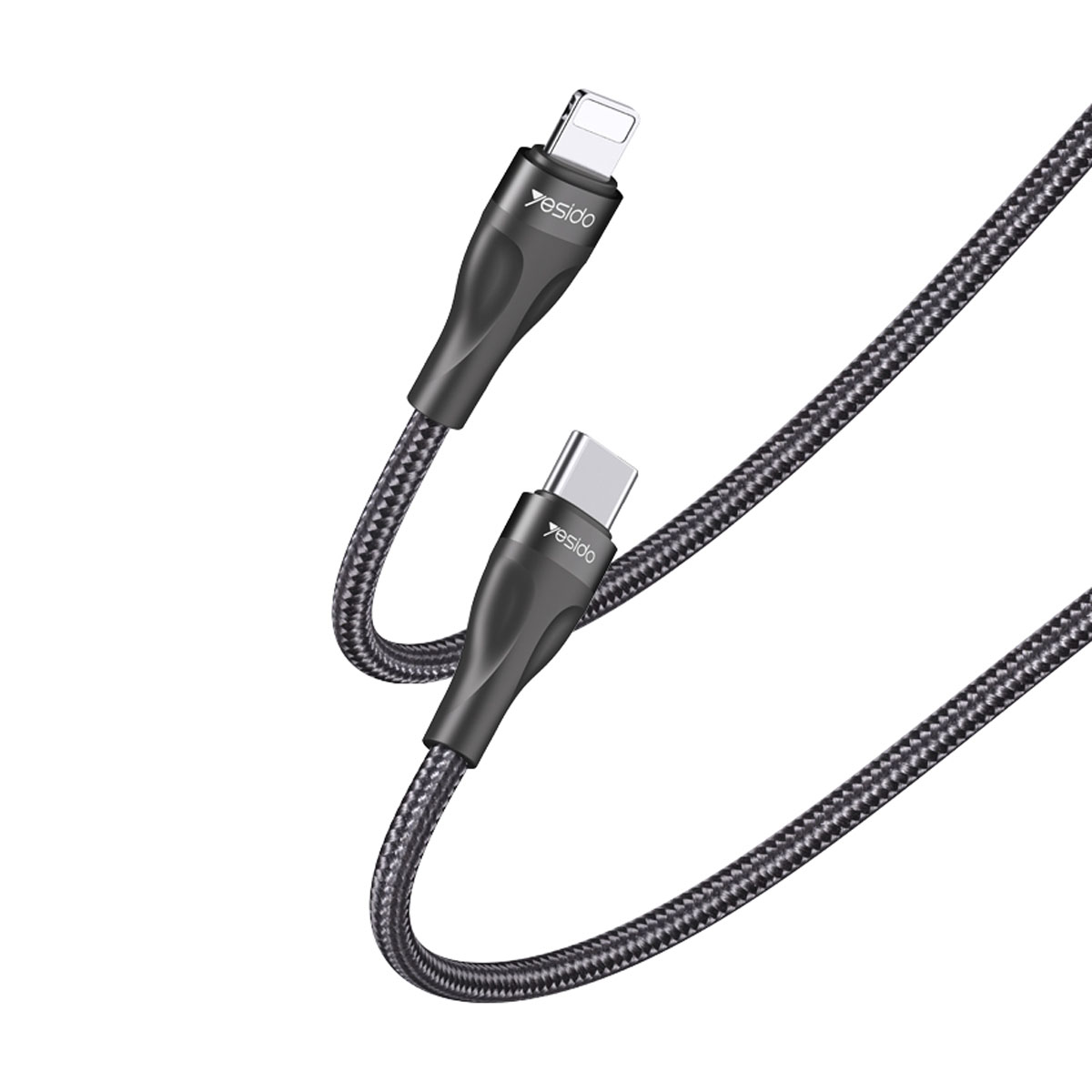 Кабель YESIDO CA82 USB Type C на Lightning 8 pin, 2.4A, длина 30 см, цвет черный Кабель YESIDO CA82 USB Type C на Lightning 8 pin, 2.4A, длина 30 см, цвет черный