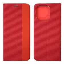 Чехол книжка MESH для XIAOMI Redmi 12C, POCO C55, текстиль, силикон, бархат, визитница, цвет красный
