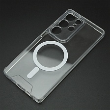 Чехол накладка SPACE для SAMSUNG Galaxy S25 Ultra, Magsafe, защита камеры, пластик, силикон, прозрачный