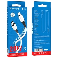 Кабель BOROFONE BX79 USB Type C на Lightning 8 pin, 3A, 27W, длина 1 метр, цвет белый
