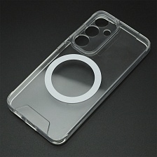 Чехол накладка SPACE для SAMSUNG Galaxy S25, Magsafe, защита камеры, пластик, силикон, прозрачный