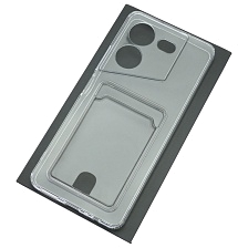 Чехол накладка CARD CASE для TECNO POVA 5 4G, защита камеры, силикон, отдел для карт, цвет прозрачный Чехол накладка CARD CASE для TECNO POVA 5 4G, защита камеры, силикон, отдел для карт, цвет прозрачный