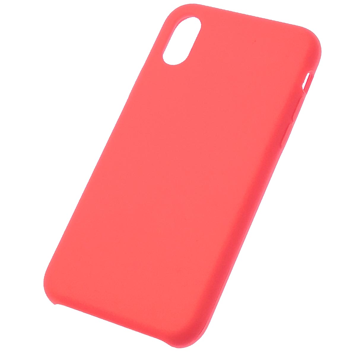 Чехол накладка Silicon Case для APPLE iPhone X, iPhone XS, силикон, бархат, цвет коралловый Чехол накладка Silicon Case для APPLE iPhone X, iPhone XS, силикон, бархат, цвет коралловый