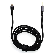 Аудио кабель, переходник QAYAN QAC161 Lightning 8 pin на AUX Jack 3.5 mm, длина 1.5 метра, цвет черный