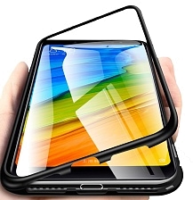 Чехол магнитный для XIAOMI REDMI NOTE 7, NOTE 7 PRO, металл, стекло, цвет серебристый.
