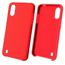 Чехол накладка Silicon Cover для SAMSUNG Galaxy A01 (SM-A015), силикон, бархат, цвет красный Чехол накладка Silicon Cover для SAMSUNG Galaxy A01 (SM-A015), силикон, бархат, цвет красный