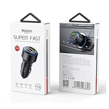 АЗУ (Автомобильное зарядное устройство) YESIDO Y50, 60W, 2 USB Type C, 1 USB, цвет черный АЗУ (Автомобильное зарядное устройство) YESIDO Y50, 60W, 2 USB Type C, 1 USB, цвет черный