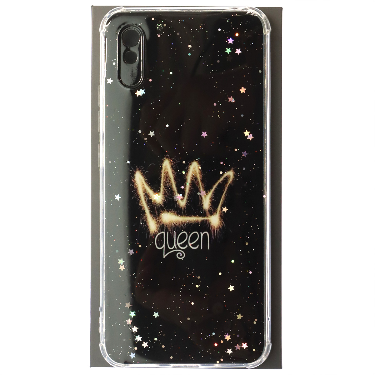 Чехол накладка для XIAOMI Redmi 9A, силикон, глянцевый, блестки, рисунок Queen