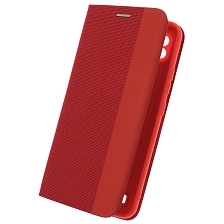 Чехол книжка MESH для Realme C21, текстиль, силикон, бархат, визитница, цвет красный Чехол книжка MESH для Realme C21, текстиль, силикон, бархат, визитница, цвет красный