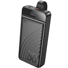 Внешний портативный аккумулятор, Power Bank HOCO J123B, 30000 mAh, фонарик, LED дисплей, PD20W, QC3.0, 22.5W, цвет черный