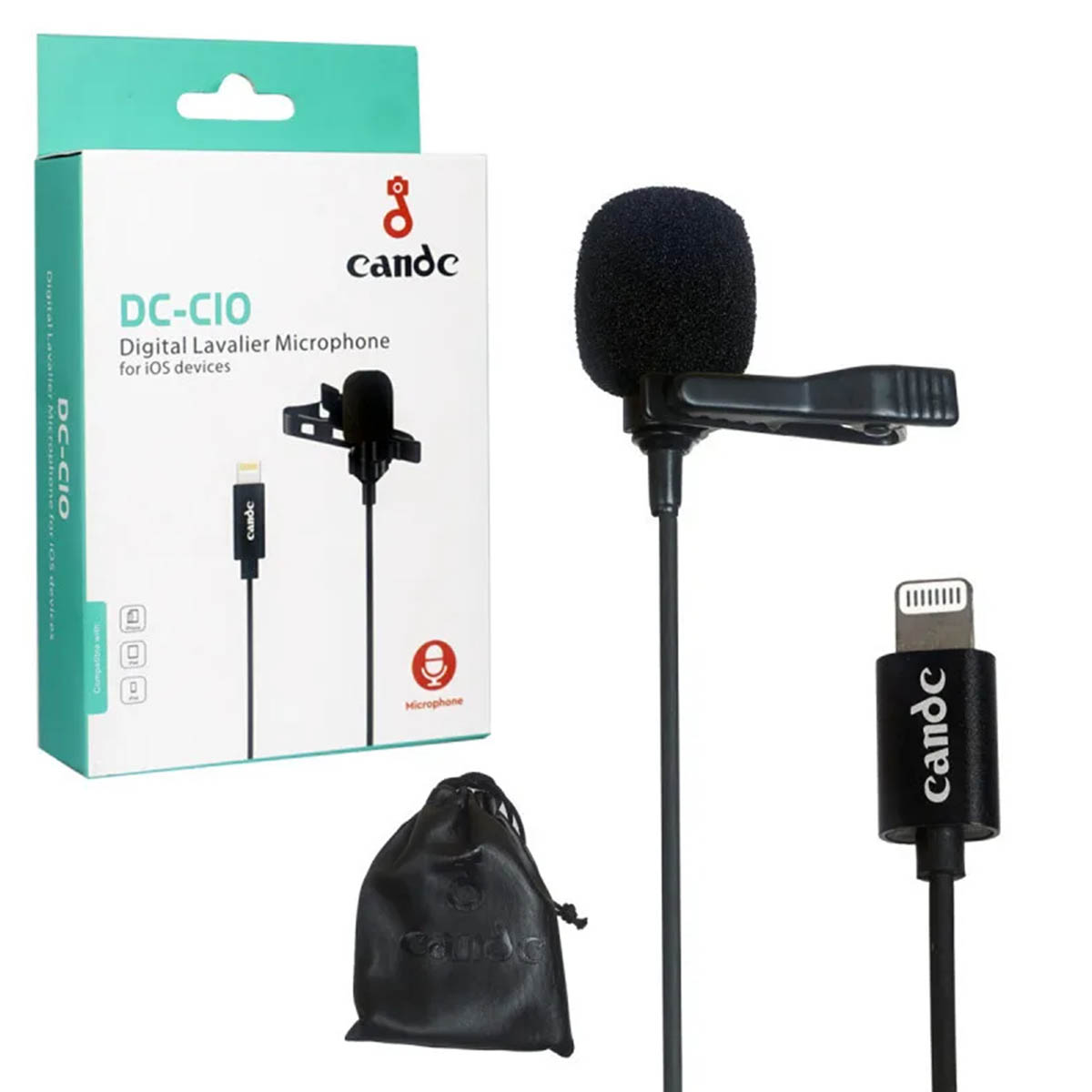 Петличный микрофон Candc DC-C10, Lightning 8-pin, длина 6 метров, цвет черный (-50%)