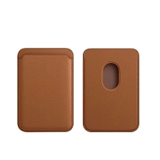 Чехол картхолдер Leather Wallet MagSafe на смартфон APPLE для банковских карт, экокожа, цвет коричневый Чехол картхолдер Leather Wallet MagSafe на смартфон APPLE для банковских карт, экокожа, цвет коричневый