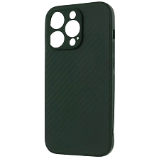 Чехол накладка для APPLE iPhone 14 Pro, силикон, карбон, цвет темно зеленый Чехол накладка для APPLE iPhone 14 Pro, силикон, карбон, цвет темно зеленый