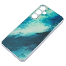 Чехол накладка для SAMSUNG Galaxy A55, пластик, силикон, защита камеры, рисунок Морская бирюза