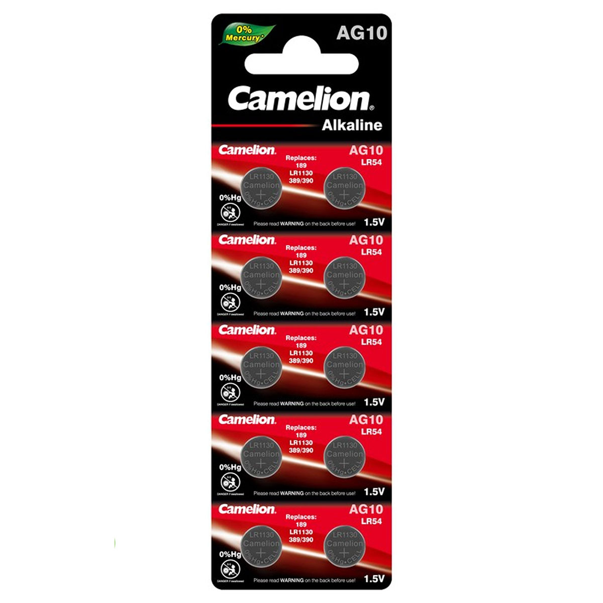 Батарейка CAMELION G10/LR1130/LR54/389A/189 BL10 Alkaline 1.5V, щелочная, тип дисковый