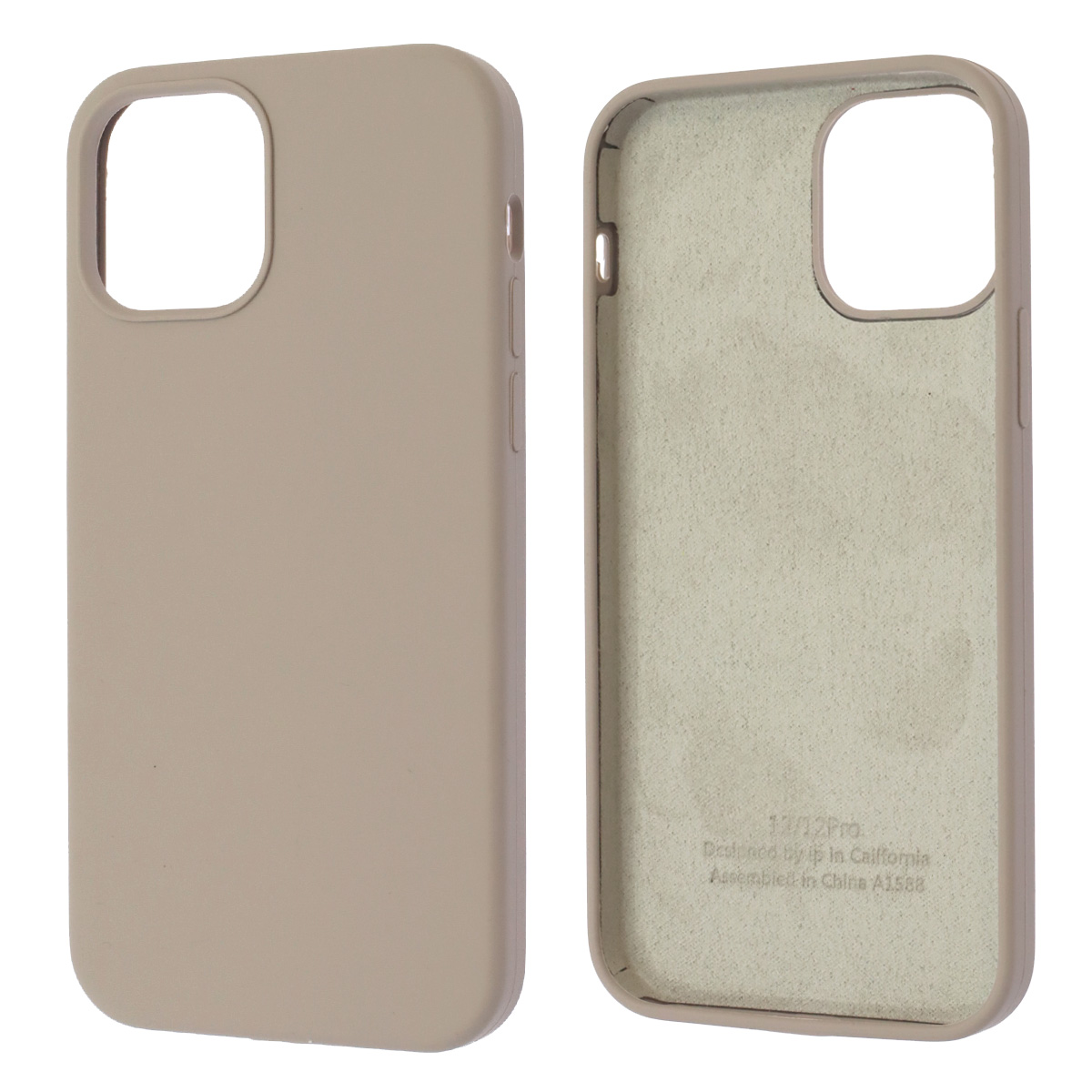 Чехол накладка Silicon Case для APPLE iPhone 12, iPhone 12 Pro, силикон, бархат, цвет бежевый
