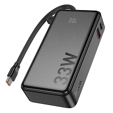 Внешний портативный аккумулятор, Power Bank HOCO Q27A, 10000 mAh, 22.5W, PD33W, LED дисплей, кабель USB Type C, цвет черный (распродажа -30%)