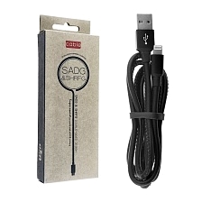 USB Дата кабель APPLE Lightning 8 pin, имитация кожи, 1 метр, цвет черный USB Дата кабель APPLE Lightning 8 pin, имитация кожи, 1 метр, цвет черный