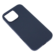 Чехол накладка Silicon Case для APPLE iPhone 16 Pro Max, силикон, бархат, цвет черно синий